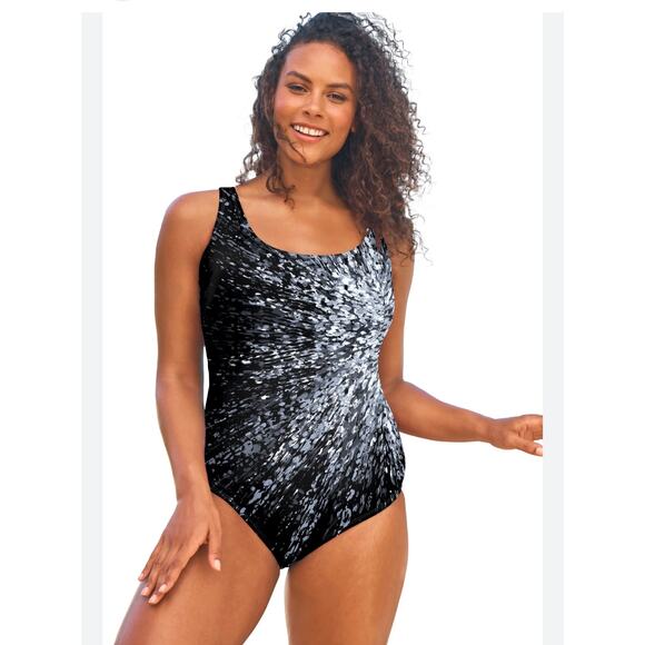 Swimsuits For All Chlorine Resistant Crossback One Piece Black Plus Size 18 - Picture 1 of 6